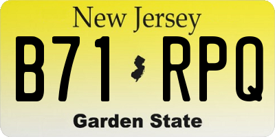 NJ license plate B71RPQ