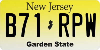 NJ license plate B71RPW