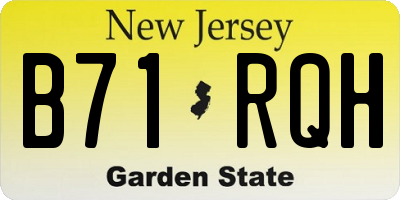 NJ license plate B71RQH