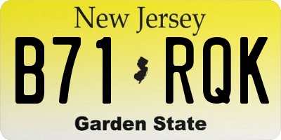 NJ license plate B71RQK
