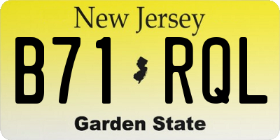 NJ license plate B71RQL