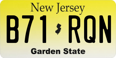 NJ license plate B71RQN