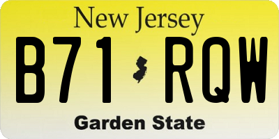 NJ license plate B71RQW