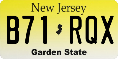 NJ license plate B71RQX