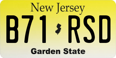 NJ license plate B71RSD