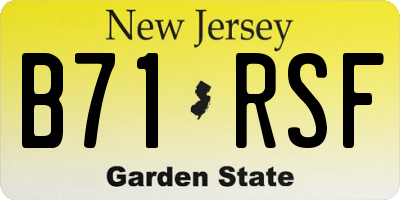 NJ license plate B71RSF