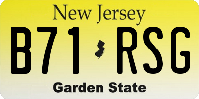 NJ license plate B71RSG