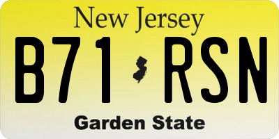 NJ license plate B71RSN