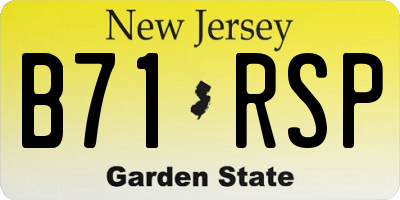 NJ license plate B71RSP