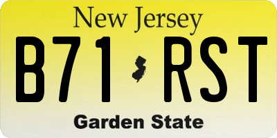 NJ license plate B71RST