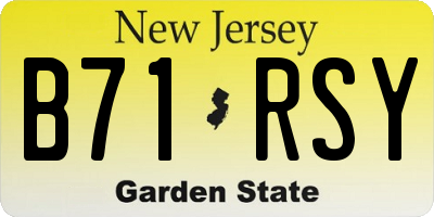 NJ license plate B71RSY