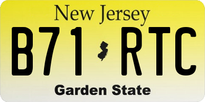 NJ license plate B71RTC