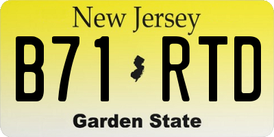NJ license plate B71RTD