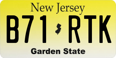 NJ license plate B71RTK