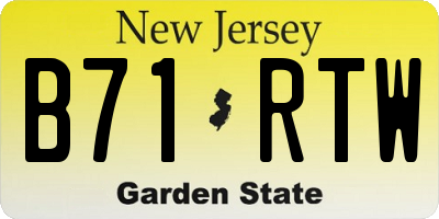 NJ license plate B71RTW