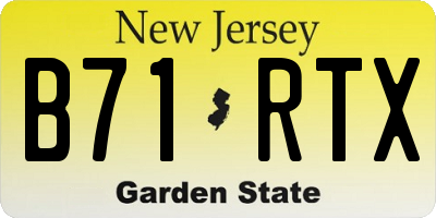 NJ license plate B71RTX