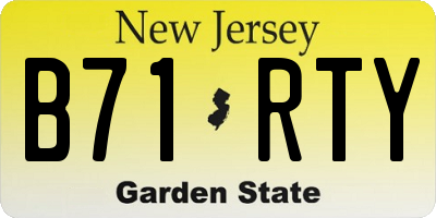 NJ license plate B71RTY