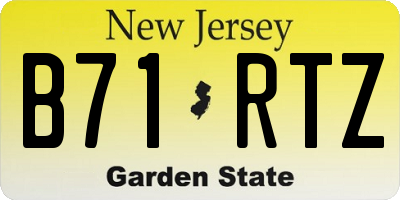 NJ license plate B71RTZ