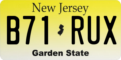 NJ license plate B71RUX