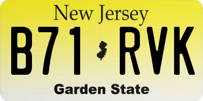 NJ license plate B71RVK
