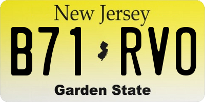 NJ license plate B71RVO