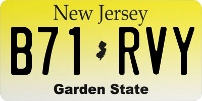 NJ license plate B71RVY