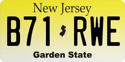 NJ license plate B71RWE