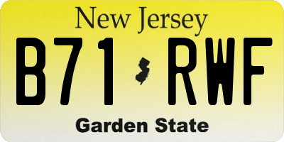 NJ license plate B71RWF