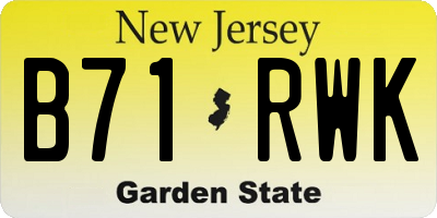 NJ license plate B71RWK
