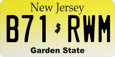 NJ license plate B71RWM