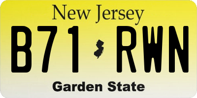 NJ license plate B71RWN