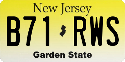 NJ license plate B71RWS