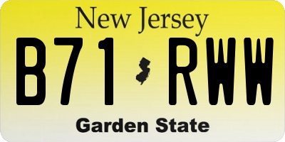 NJ license plate B71RWW
