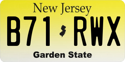 NJ license plate B71RWX