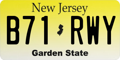 NJ license plate B71RWY