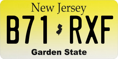 NJ license plate B71RXF