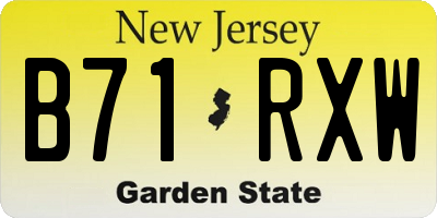 NJ license plate B71RXW