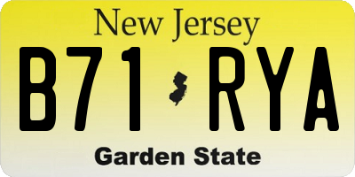 NJ license plate B71RYA