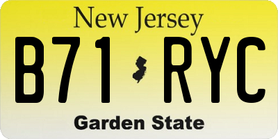 NJ license plate B71RYC