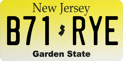 NJ license plate B71RYE