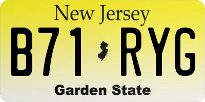 NJ license plate B71RYG
