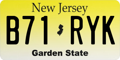 NJ license plate B71RYK