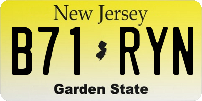 NJ license plate B71RYN