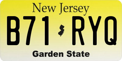 NJ license plate B71RYQ