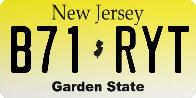 NJ license plate B71RYT