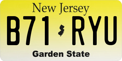 NJ license plate B71RYU
