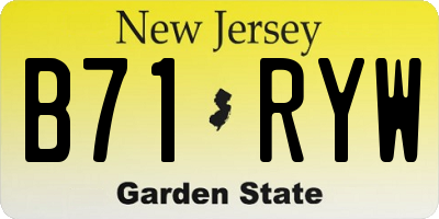 NJ license plate B71RYW