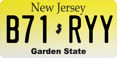 NJ license plate B71RYY