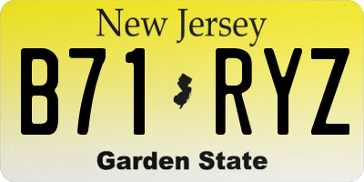 NJ license plate B71RYZ