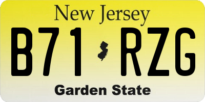 NJ license plate B71RZG